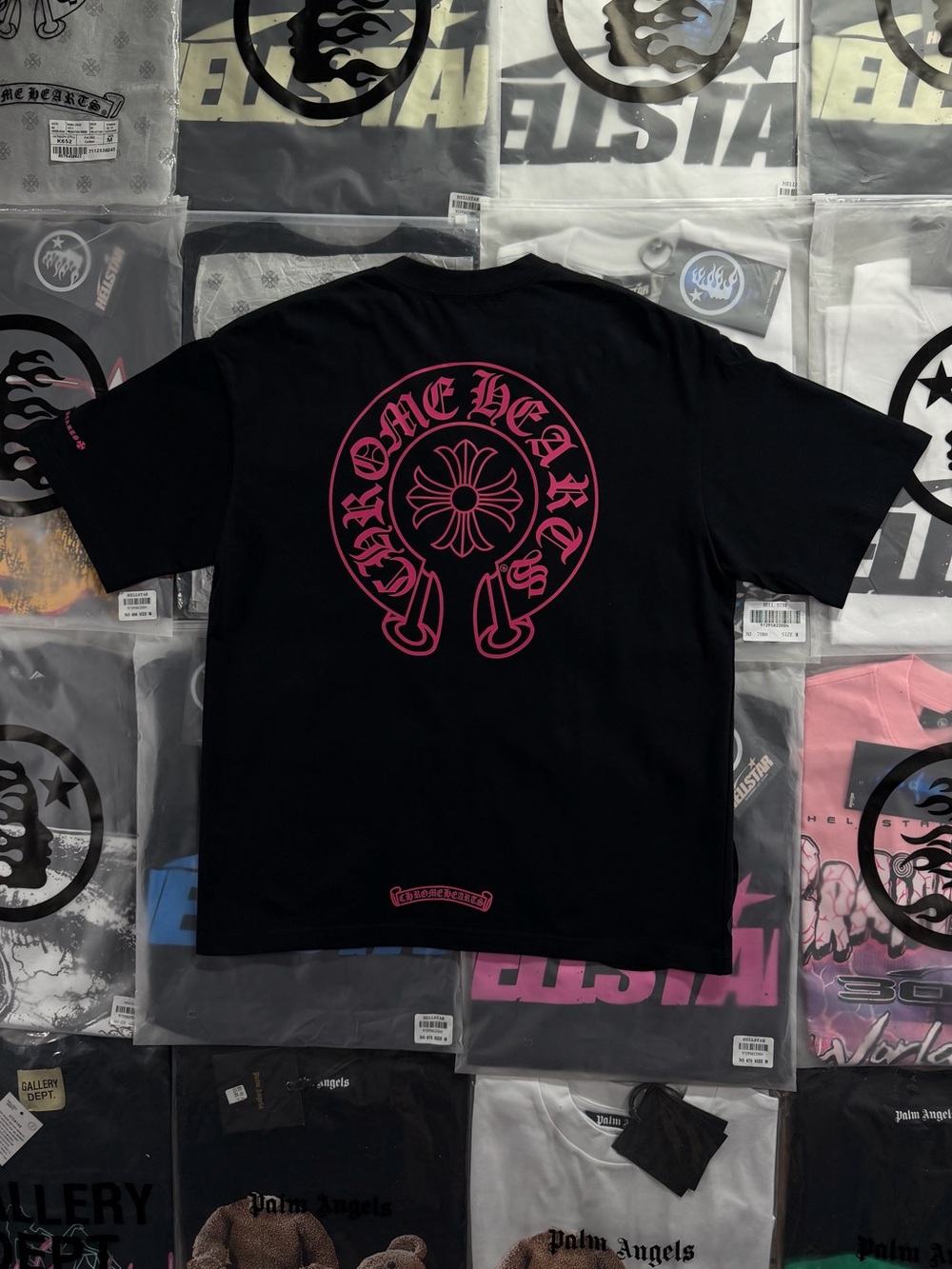 Chrome Hearts Pink Horseshoe Logo Tee ‘Black’